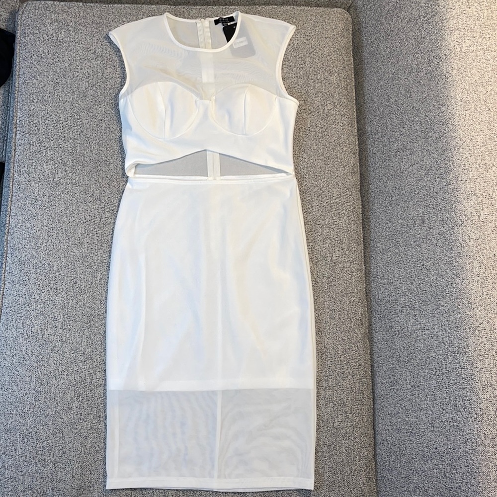FOREVER 21 Mesh Cut-Out Mini Dress - White